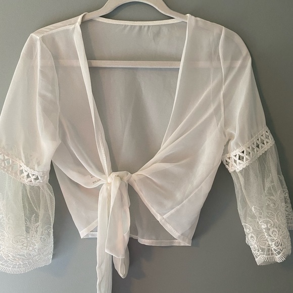Tops - Sheer top with lace detail NEVER WORN